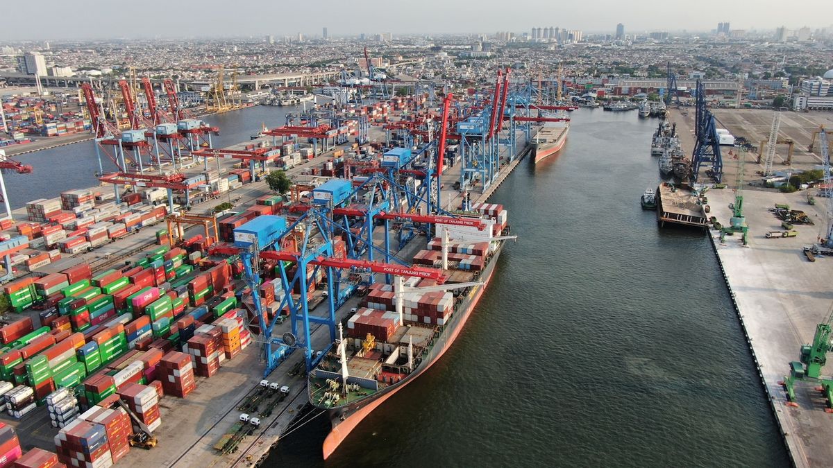 Containerhavn med kraner og fraktcontainere for import